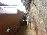 Sigiriya, Sri Lanka, plate description “Do not touch the Mirror Wall”, monuments damage cause criminal punishment