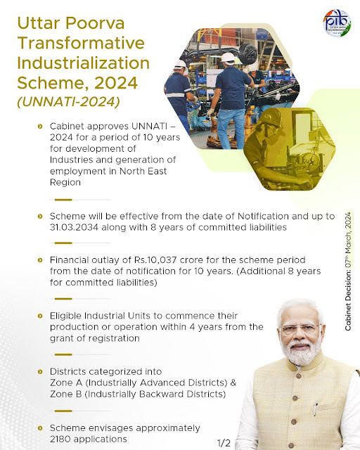 உத்தர பூர்வா மாற்றும் தொழில்மயமாக்கல் திட்டம் 2024க்கு அமைச்சரவை ஒப்புதல் / Cabinet approves Uttar Pradesh Transforming Industrialization Scheme 2024