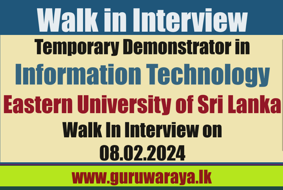 Temporary Demonstrator - IT (Eastern University)