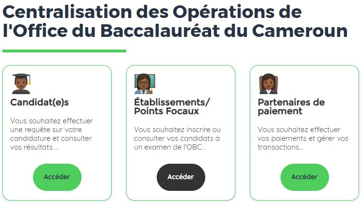 Plateforme de Centralisation des Opérations de l'Office du Baccalauréat du Cameroun