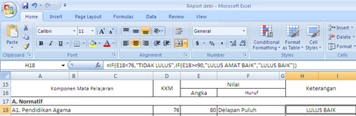 Rumus IF Pada Raport Excel