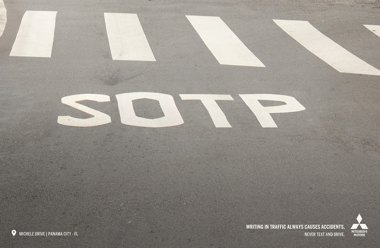 A PSA print campaign based in misspelled traffic signs via Mitsubishi Brazil & Ampfy