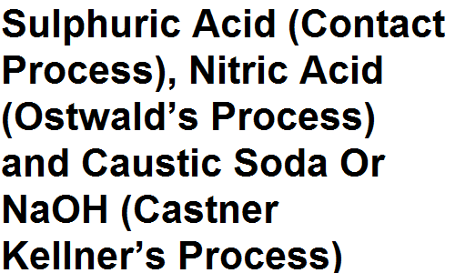 FSc Notes Part 2 Chemistry Important Chemicals Sulphuric Acid (Contact Process), Nitric Acid (Ostwald’s Process) and Caustic Soda Or NaOH (Castner Kellner’s Process)