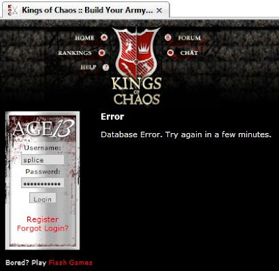 Kings of Chaos KoC Error Log-In