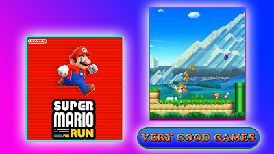 A banner for the review of Super Mario Run - an oficial Nintendo game for Android tablets and smartphones, for iPhones and iPads