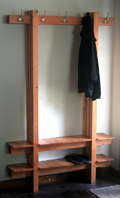 coat, hat and shoe rack, Japanese styling, wood