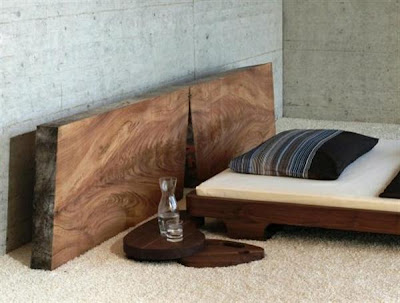 Modern Rustic Solid Wood Bed Design with rounded table