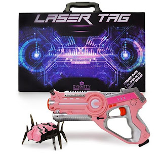 DYNASTY TOYS Girls Toys Pink Laser Tag Blaster and Flipping Robot Bug/Spider Target - Perfect Night Time Kids Sleepover Games