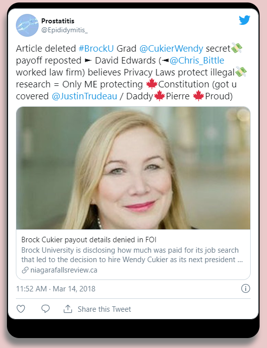 Wendy ("Congratulations to Wendy Cukier & Research Laundering Brock University")