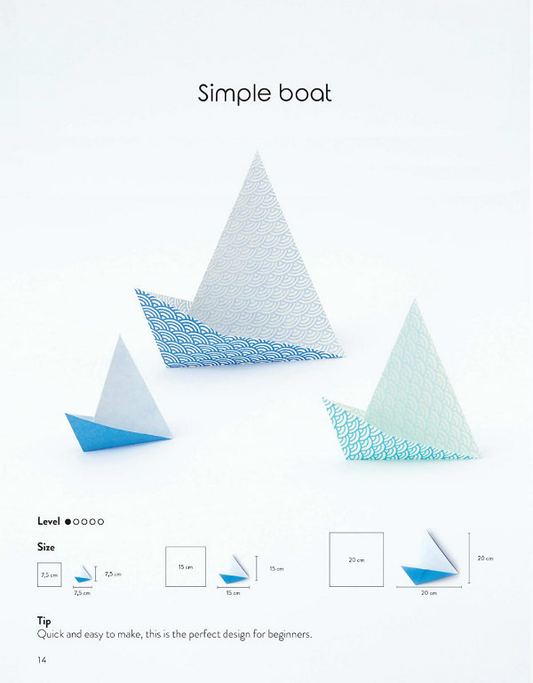 book page shows three simple folded paper boats