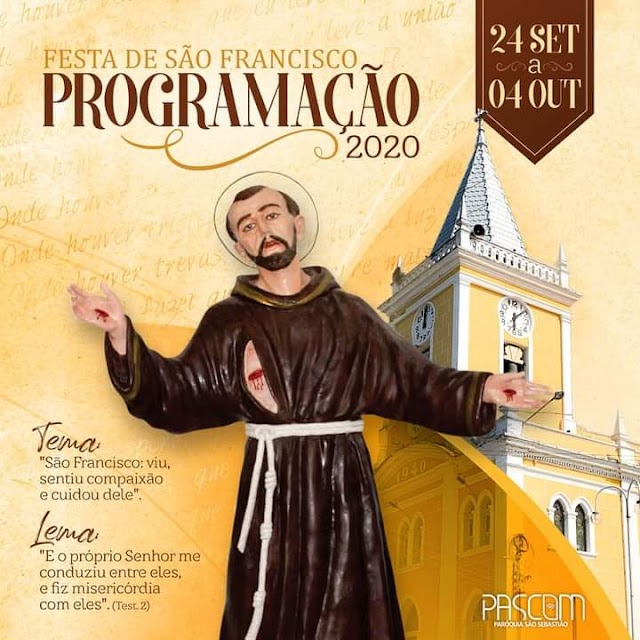 Paróquia São Sebastião divulga programação da festa de São Francisco 2020, em Parnaíba