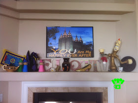 Valentine's Day Mantel with a Fairy Tale theme-lumiere diy-chip diy-sleeping beauty dragon-three good fairies and more