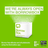 We're always open with Borrowbox with an image of a open box with sparkles coming out the box