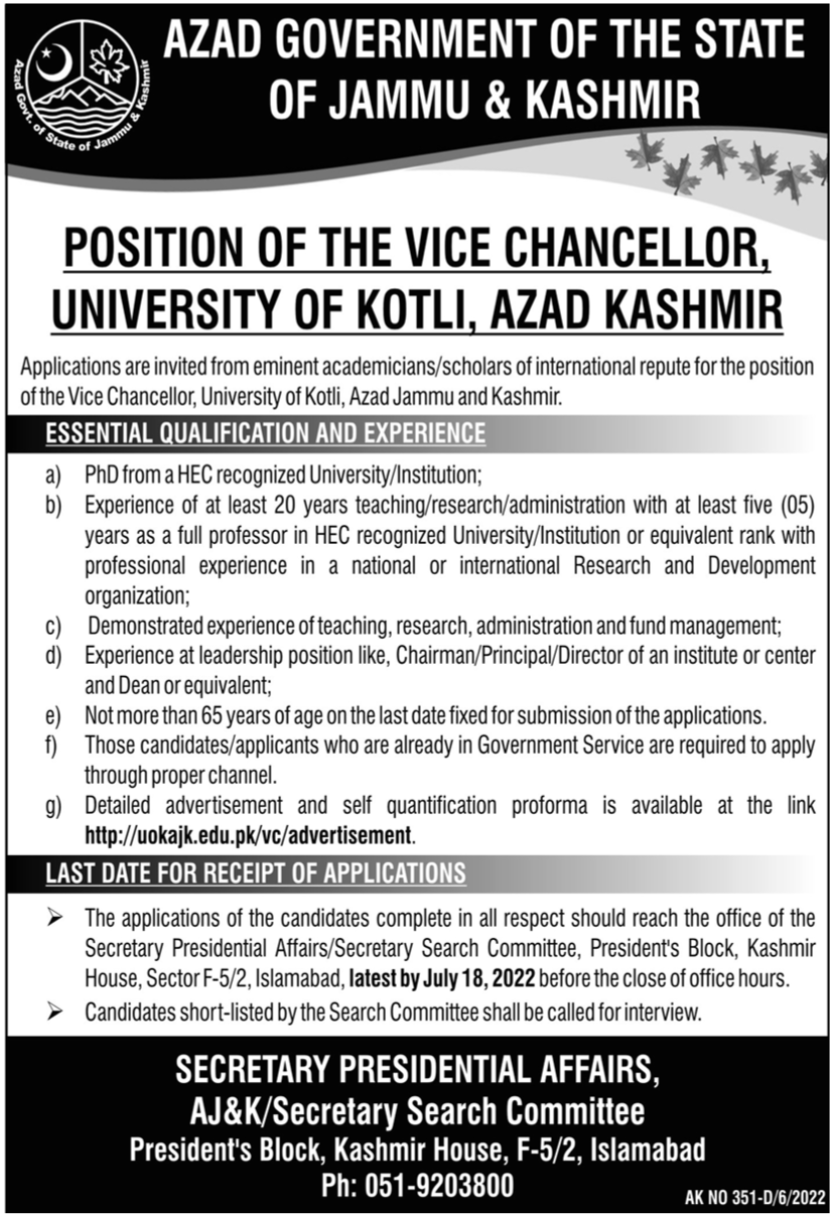 Latest University of Kotli Education Posts Kotli 2022