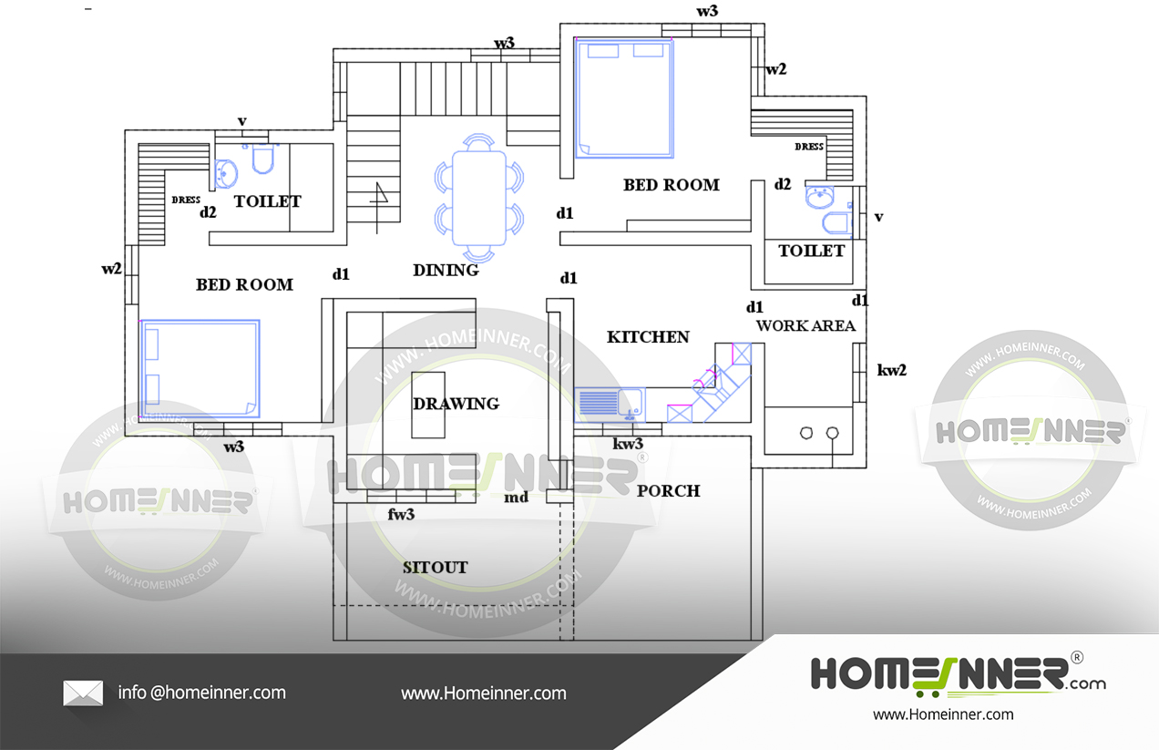 Free Low cost  house  plan  900  sq  ft  2 bedroom