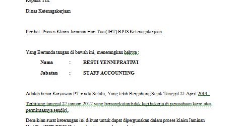 Surat Pernyataan Tidak Ikut Bpjs Ketenagakerjaan Contoh Seputar Surat