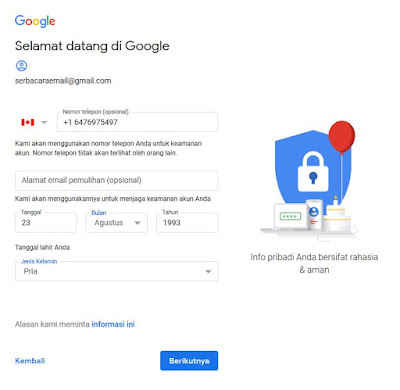 Cara Membuat Email Pakai Verifikasi no telp Amerika dan Kanada