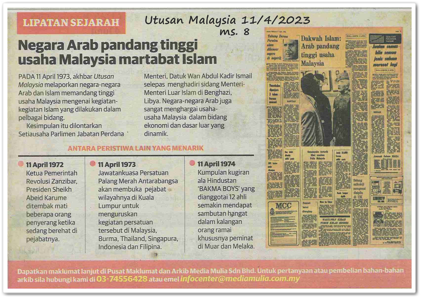 Lipatan sejarah 11 April - Keratan akhbar Utusan Malaysia 11 April 2023