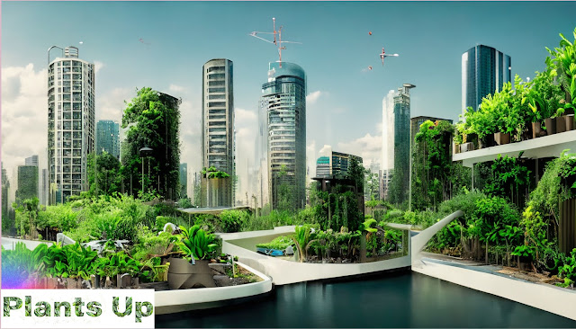 A mesmerizing view of green roofs and vertical gardens, bringing sustainable greenery to urban environments.