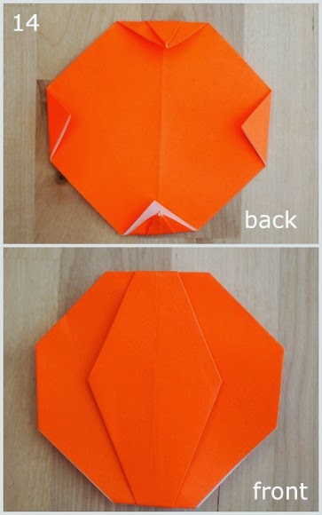 steps 14  showing how to fold an origami pumpkin
