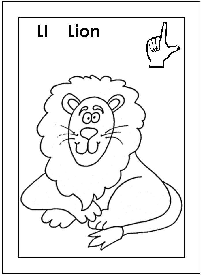 Download Coloring & Activity Pages: "Ll" is for "Lion" with American Sign Language for the Letter "L ...