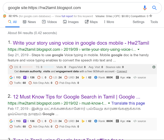 google search for site