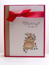 Kitty with christmas lights card by Newton's Nook Designs