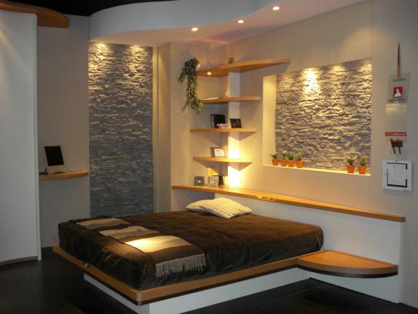 Stone Wall Interior Design Bedroom