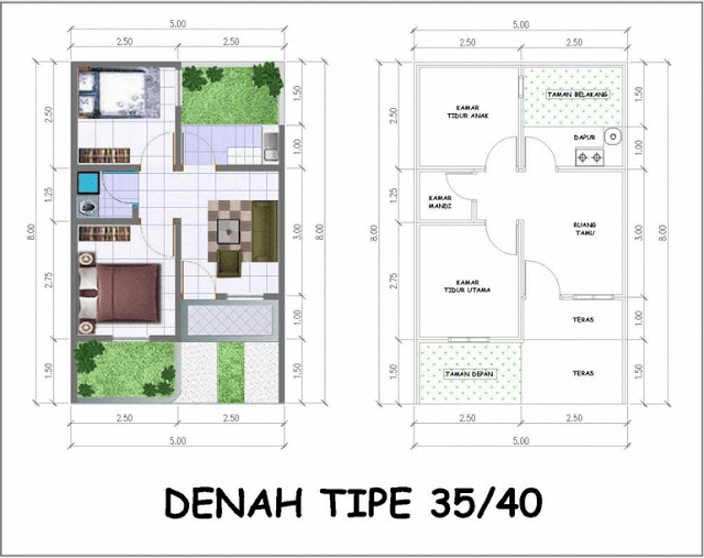 Desain Denah Rumah Minimalis 3 Kamar  Berbagai Interior 