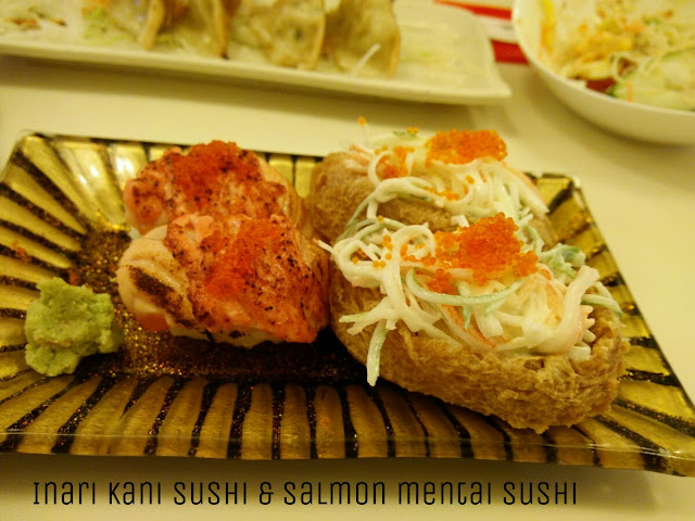 Paulin's Munchies - Shinagawa Ramen & Izakaya Restaurant at International Plaza Tanjong Pagar - Inari kani sushi and Salmon mentai Sushi