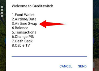 Airtime Swap from popup menu after dialling *931#