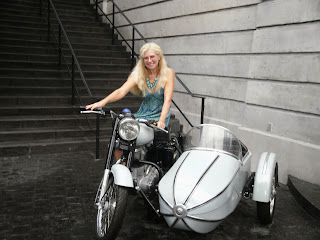 Rebecca on Hagrid's motorcycle in Diagon Alley