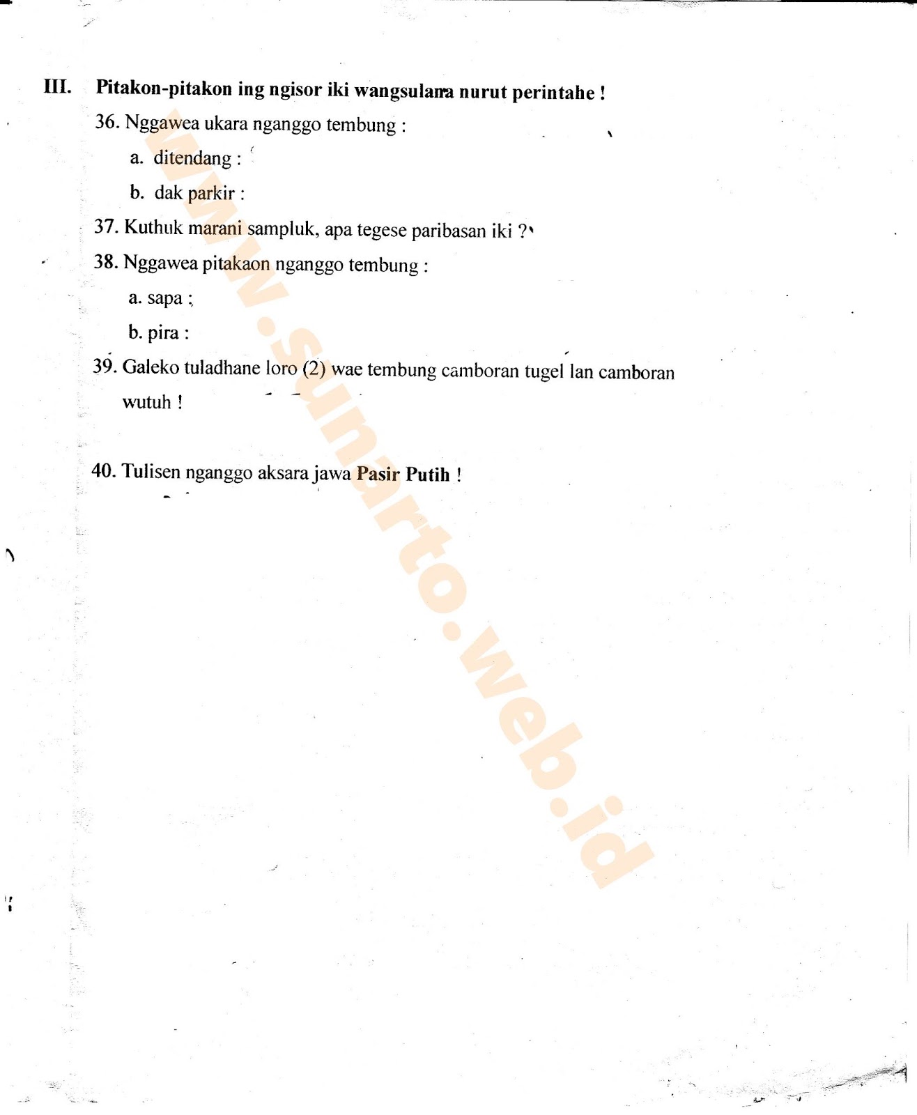 UTS Ujian Tengah Semester Bahasa Jawa Halaman 4 SD Kelas 4 TA 2016 2017 Kurikulum2013