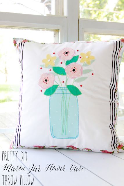 mason jar flower vase pillow DIY sewing project