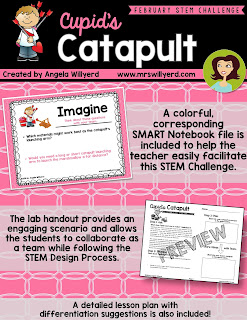 Cupid's Catapult STEM Challenge encourages students to follow the STEM Design Process while creating a catapult to help ease Cupid's workload!