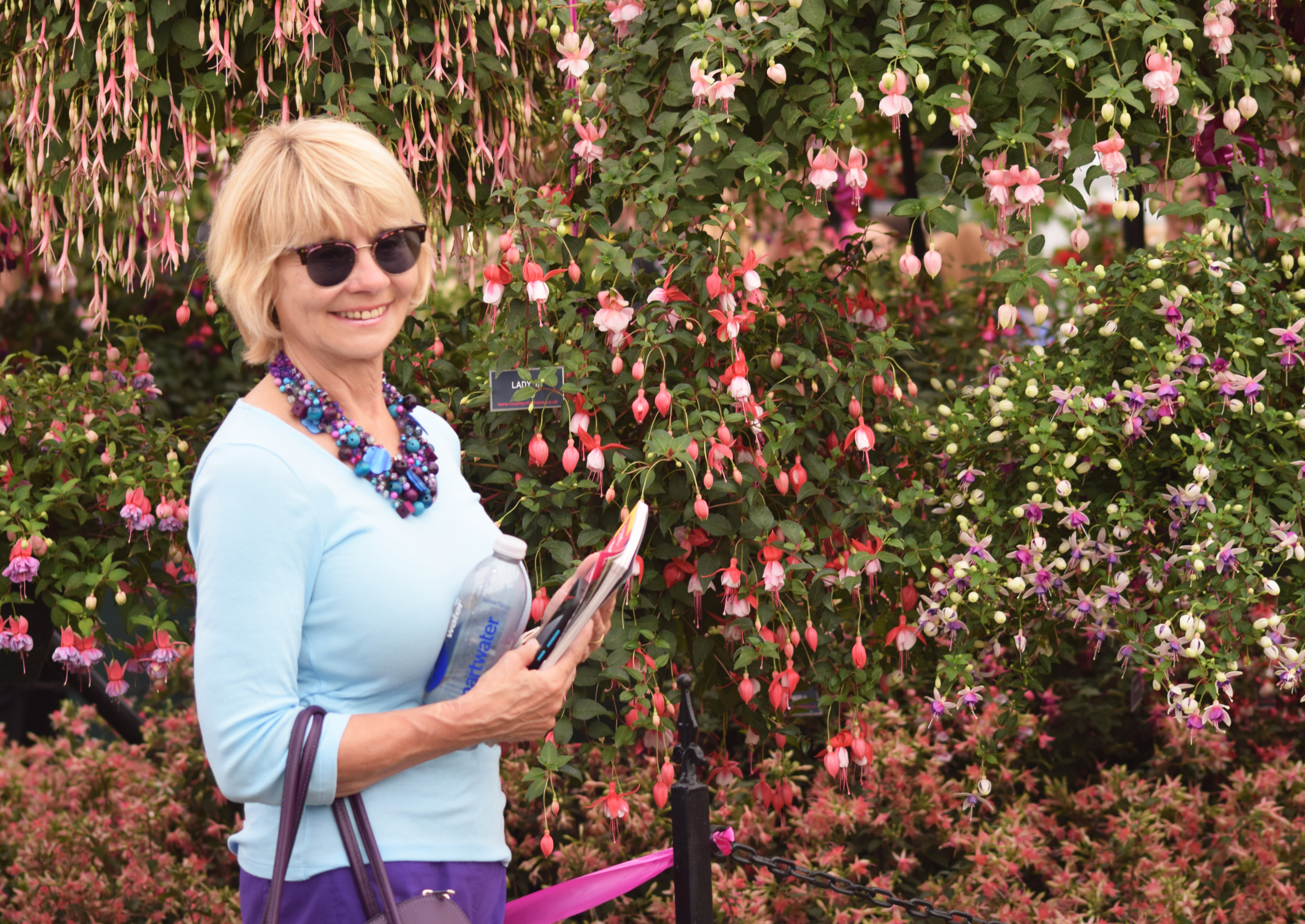 Gail Hanlon from Is This Mutton with fuchsias at the Hampton Court Flower Festival