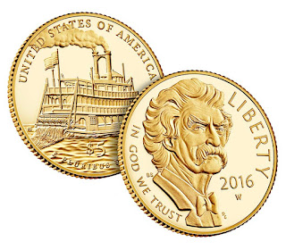 Mark Twain 2016 5 Dollar Commemorative Gold Coin