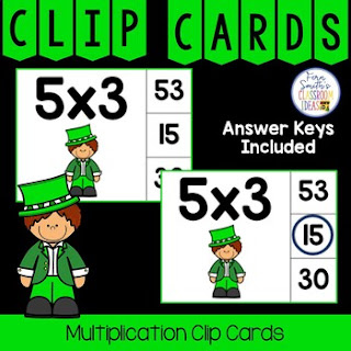 Multiplication 0 to 12 Facts Clip Cards Leprechaun Themed