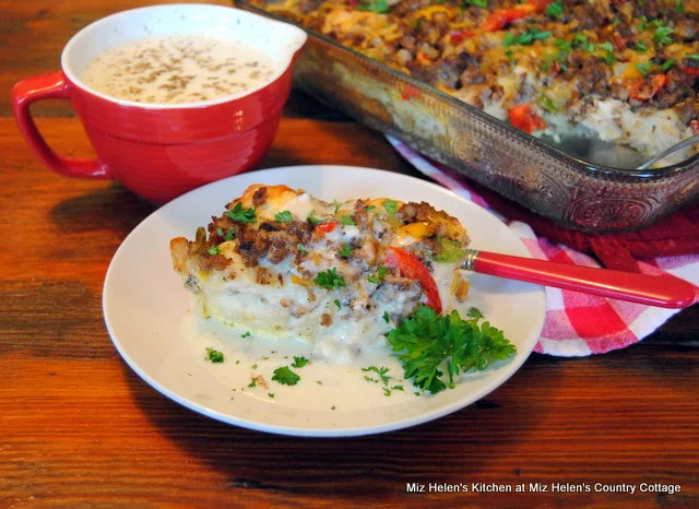 Sausage and Biscuits Breakfast Casserole With Pepper Gravy at Miz Helen's Country Cottage