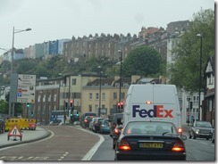 A row of homes up on a hill in Bristol England