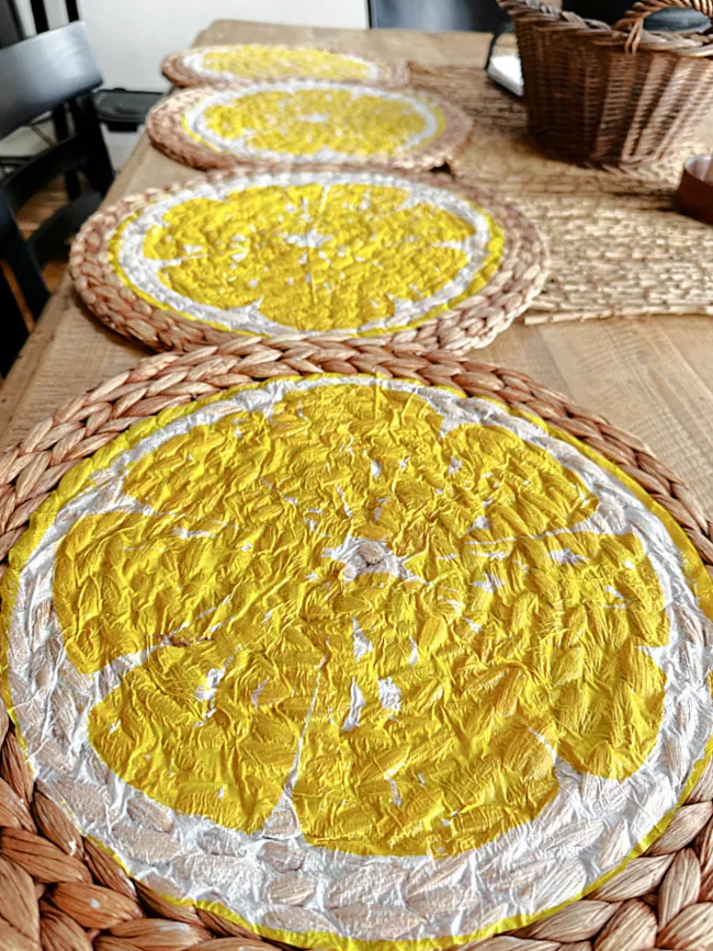 row of lemon placemats