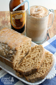 This Hard Root Beer Float Bread is dense and moist with the tasty flavor of root beer that is complemented perfectly with the vanilla glaze.