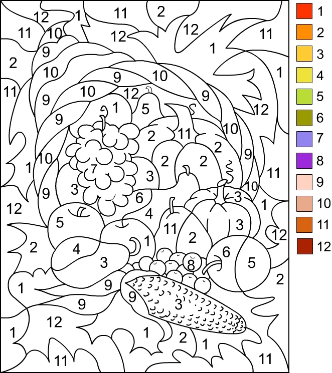 Nicole's Free Coloring Pages COLOR BY NUMBER AUTUMN