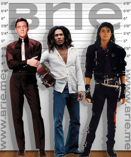 Bob Marlely height comparison with Elvis Presley and Michael Jackson