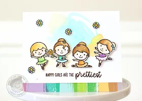 Sunny Studio Stamps: Tiny Dancers Watercolored Background Card by Nancy Damiano