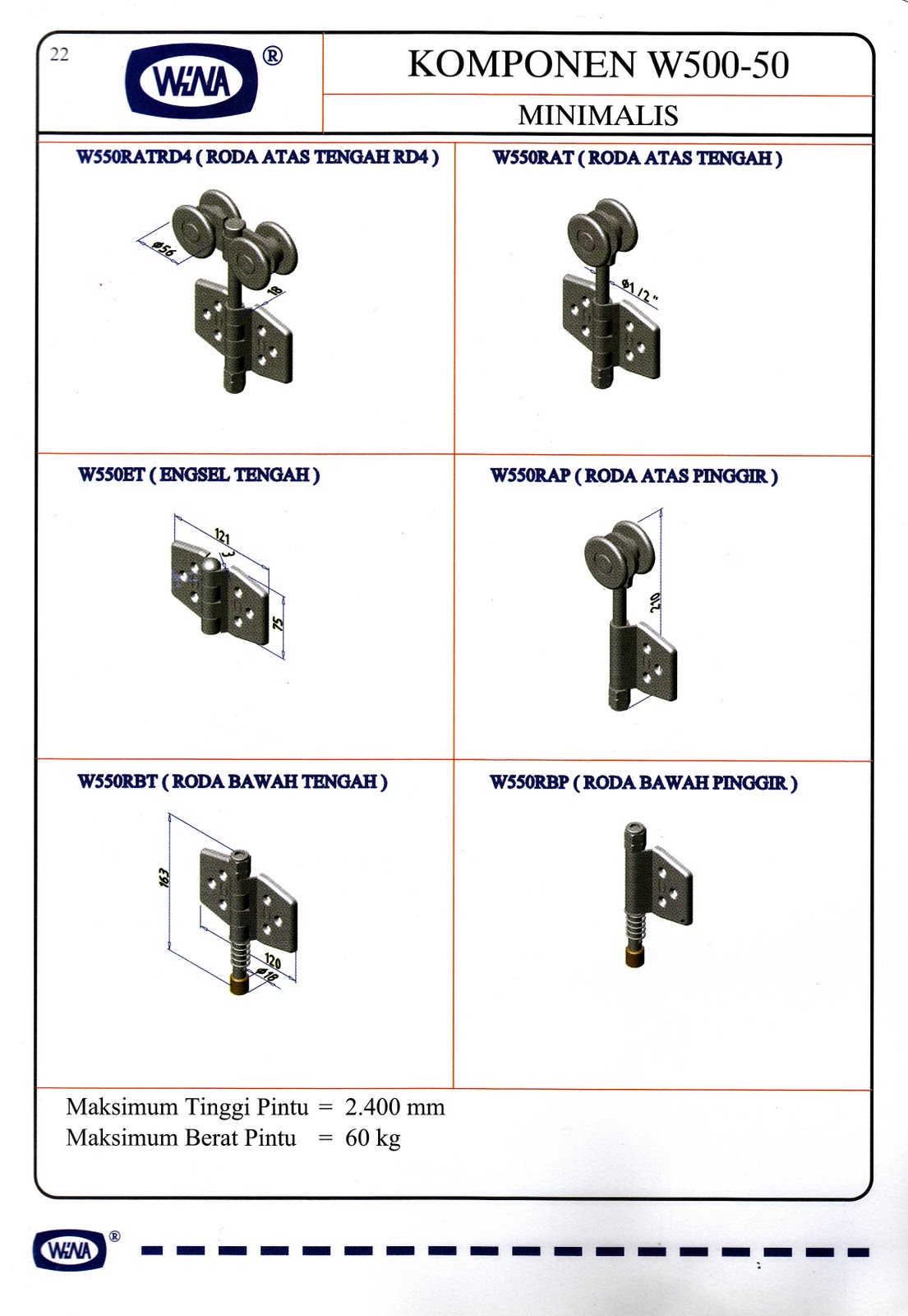 UD PINTU REJEKI TECHNIK komponen roda sliding wina 