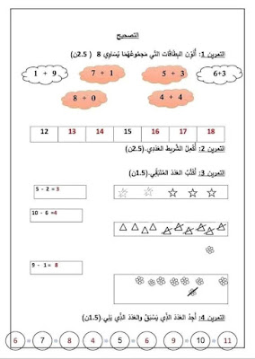 نماذج اختبارات  للفصل الأول جميع المواد للسنة الاولى ابتدائي 2022