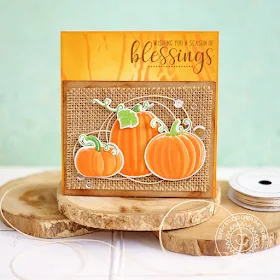 Sunny Studio Stamps: Pretty Pumpkins Burlap Backed Pumpkin Card by Lexa Levana