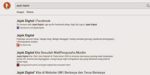 jejak digital duckduckgo search