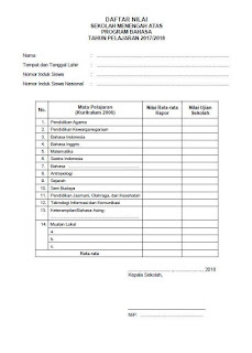 Blangko Ijazah SMA 2018 Kurikulum 2006, Jurusan Bahasa